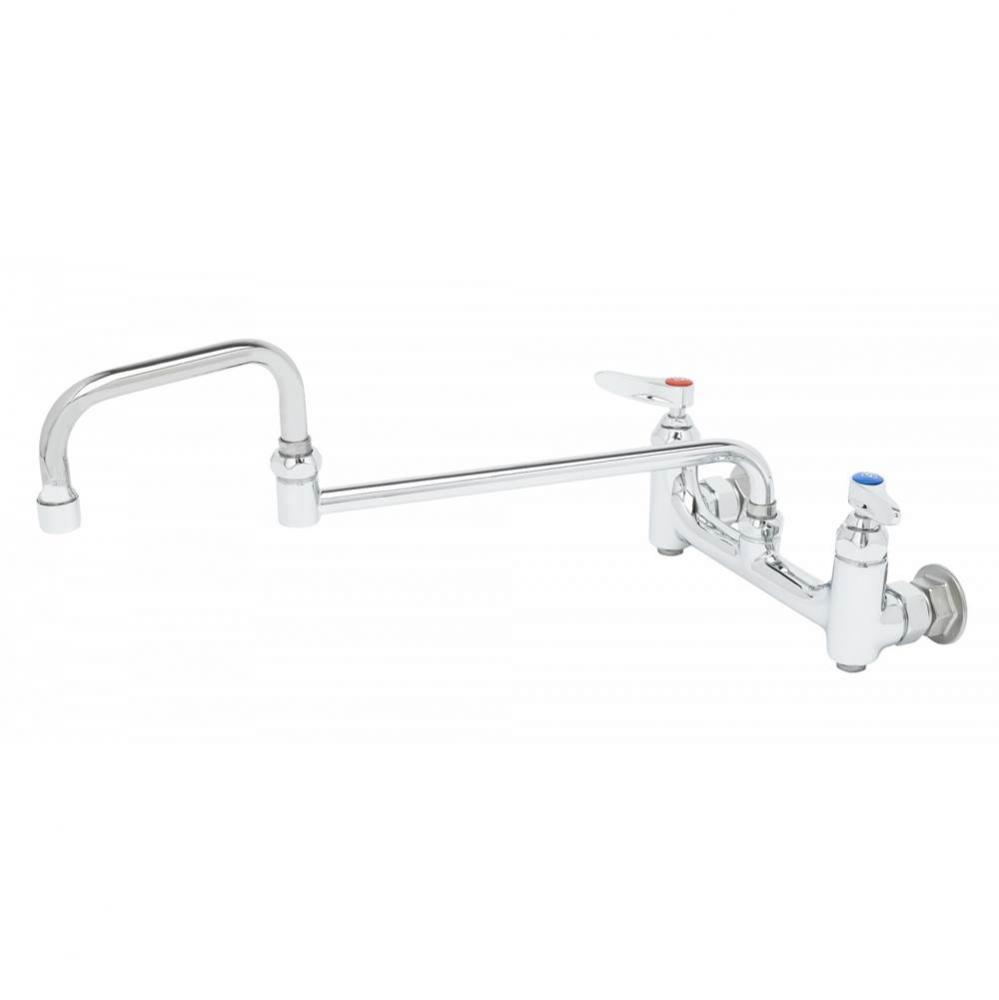 Double Pantry Faucet, Wall Mount, 8'' Centers, 18'' Double Joint Swing Nozzle,