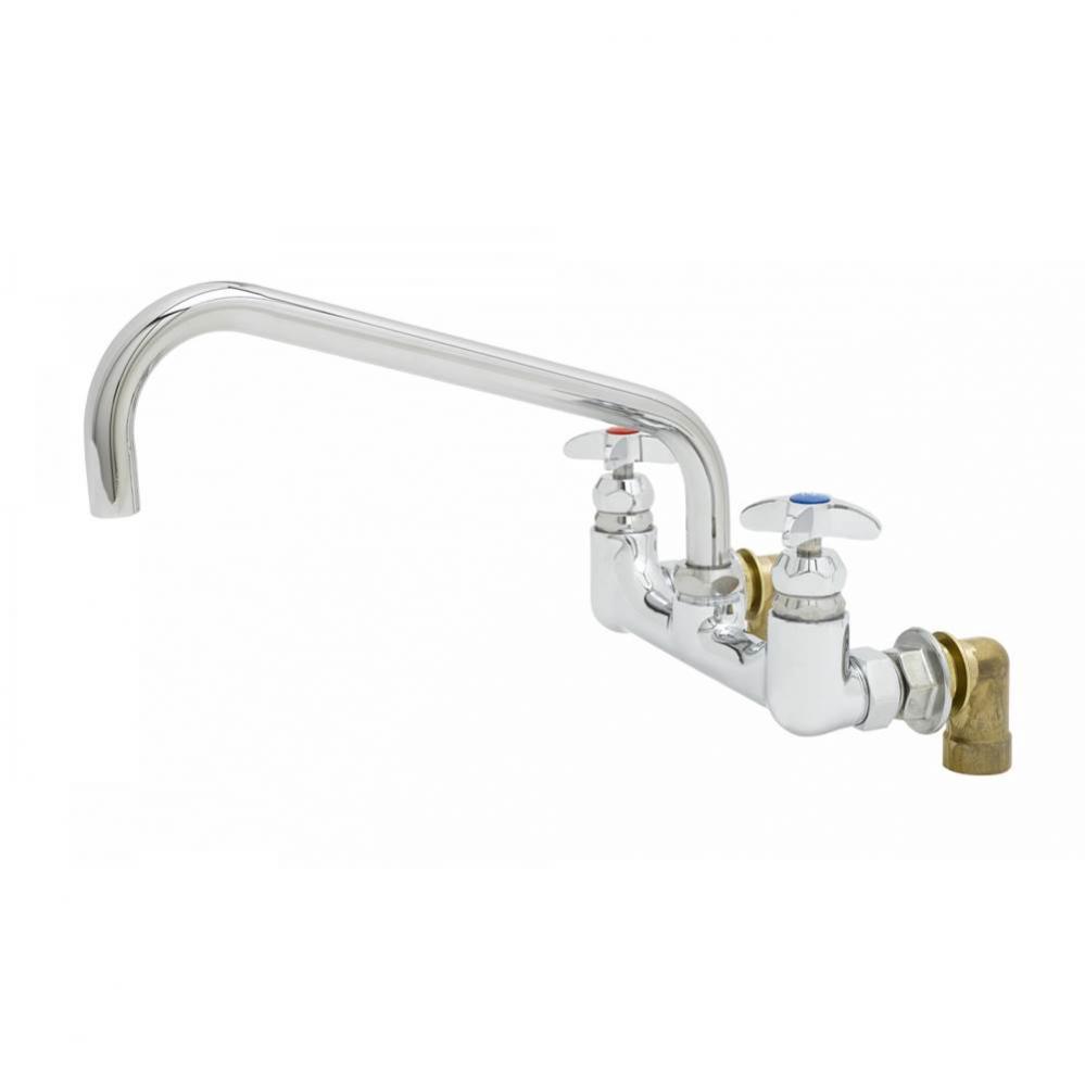 Big-Flo Mixing Faucet, 8'' Wall Mount, 12'' Swing Nozzle, Inlet Elbows, 3/4&ap