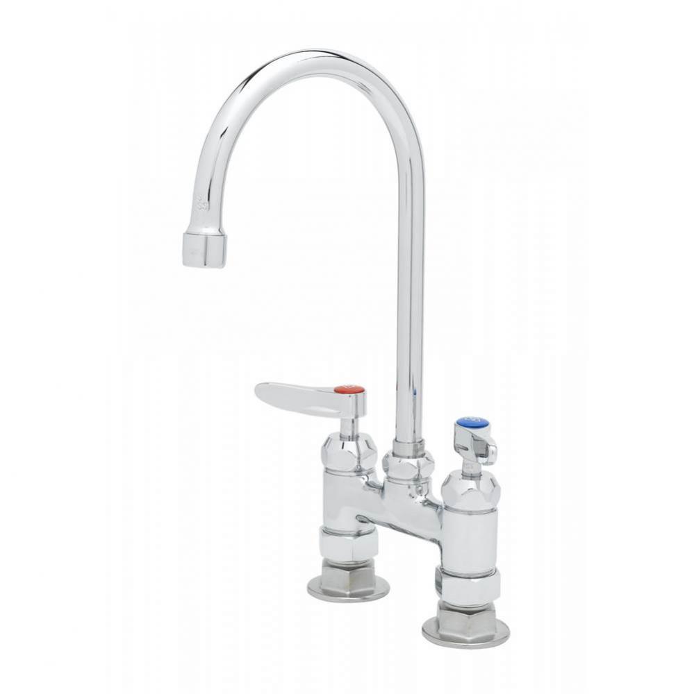 4'' c/c Double Pantry Faucet, Swivel Gooseneck, Lever Handles, 00AA Inlets & Ceramas