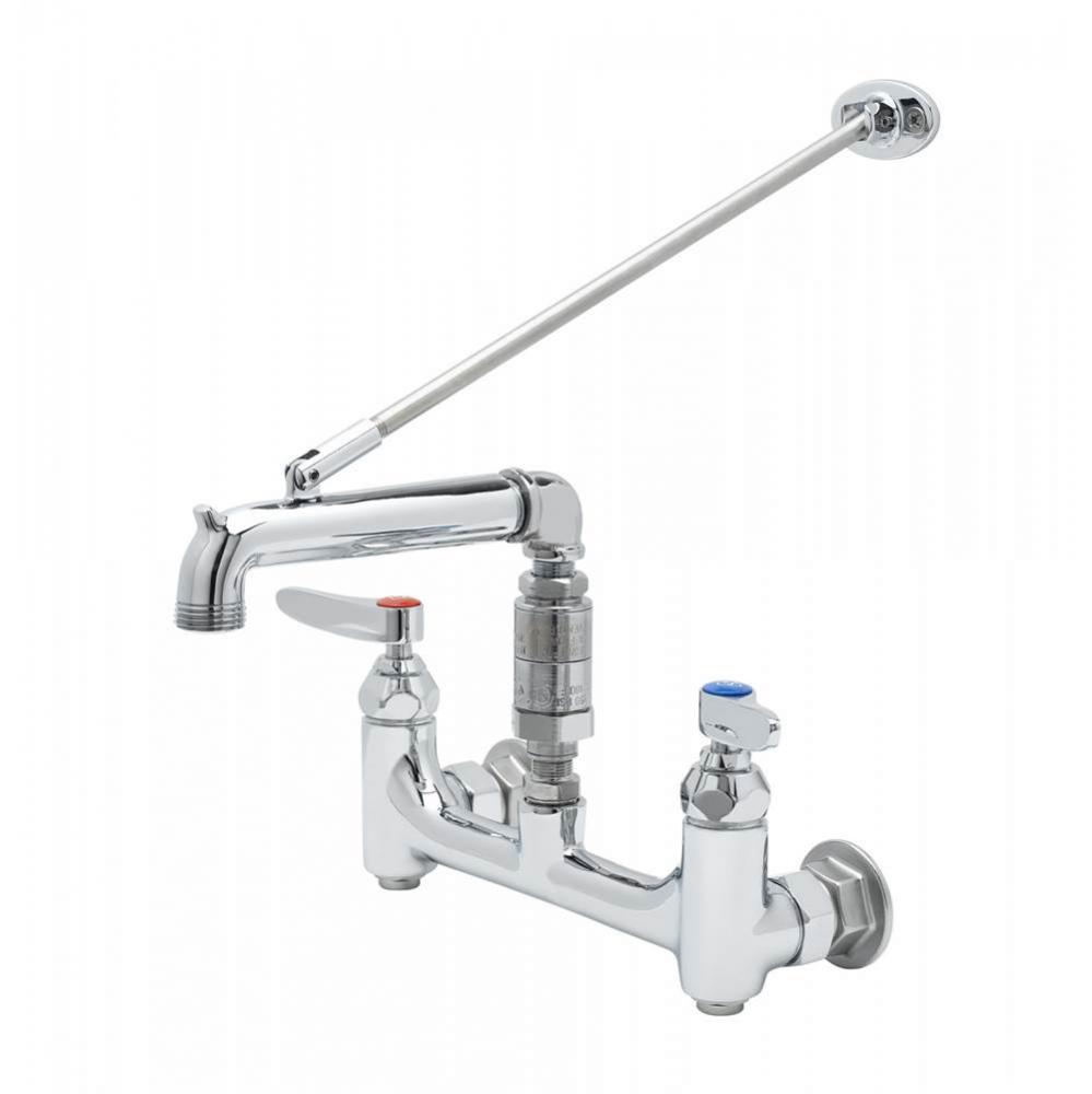 Service Sink Faucet, 8'' Wall Mount, Built-In Stops, Continuous Pressure Vacuum Breaker,