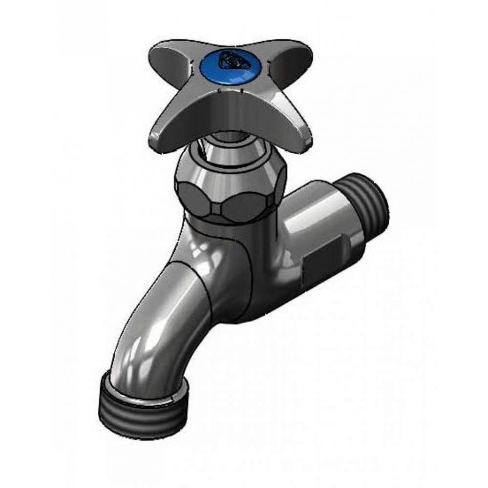 Sill Faucet, 1/2'' NPT Male Inlet, 4-Arm Handle, 3/4'' Garden Threaded Outlet