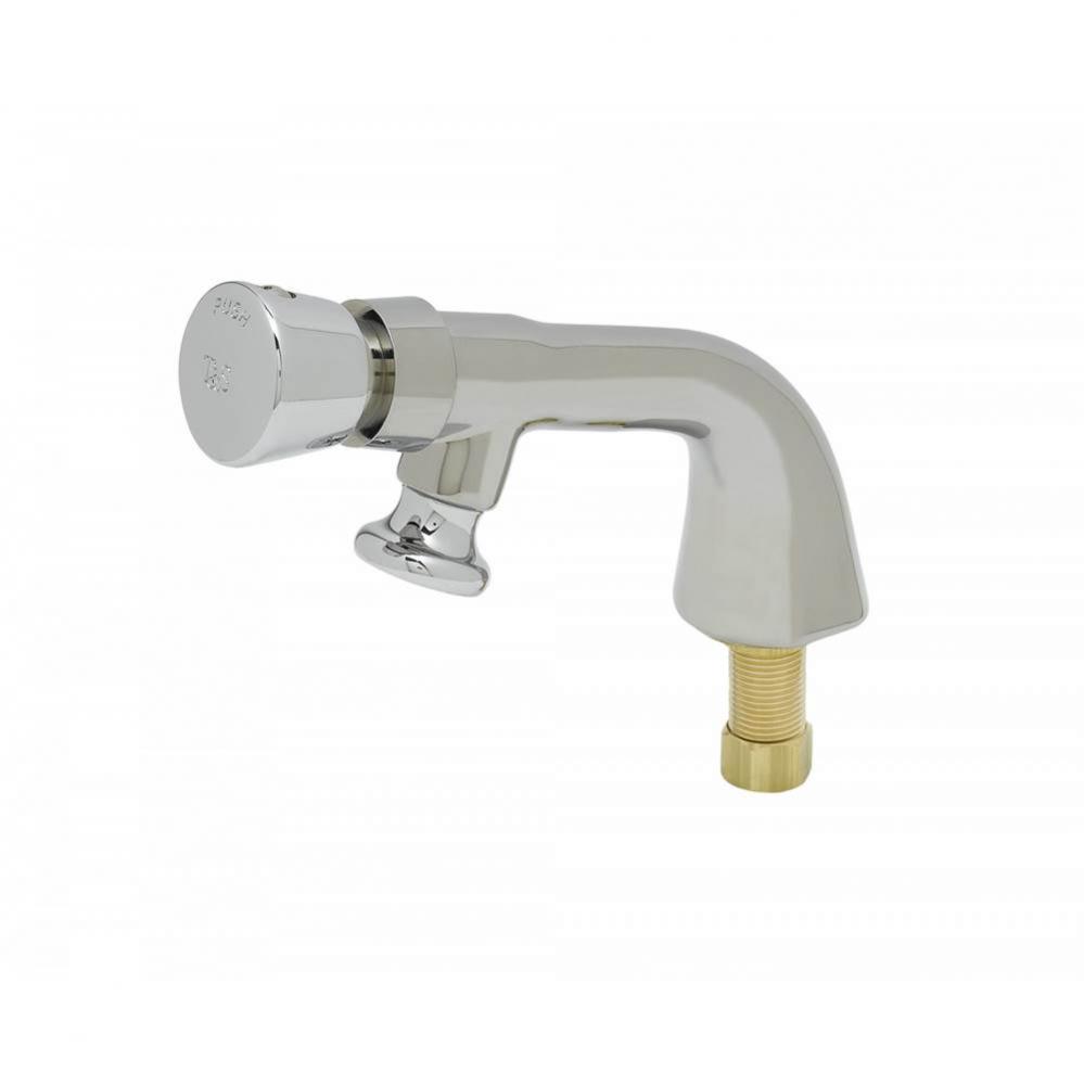 Metering Faucet, Single Temperature, Push Button Cap, Rosespray, 1/2'' NPT Male Shank