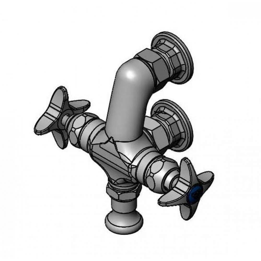 Mixing Faucet, Vertical, 1/2'' NPT Female Inlets, 4-Arm Handles, 2.2 GPM Rosespray