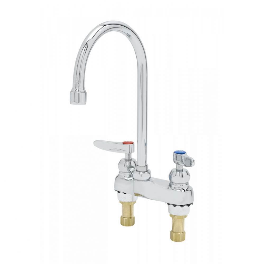 4'' Lavatory Fct, Deck Mt, Ceramas, Swivel/Rigid Gooseneck, Stream Regulator, Lever Hand
