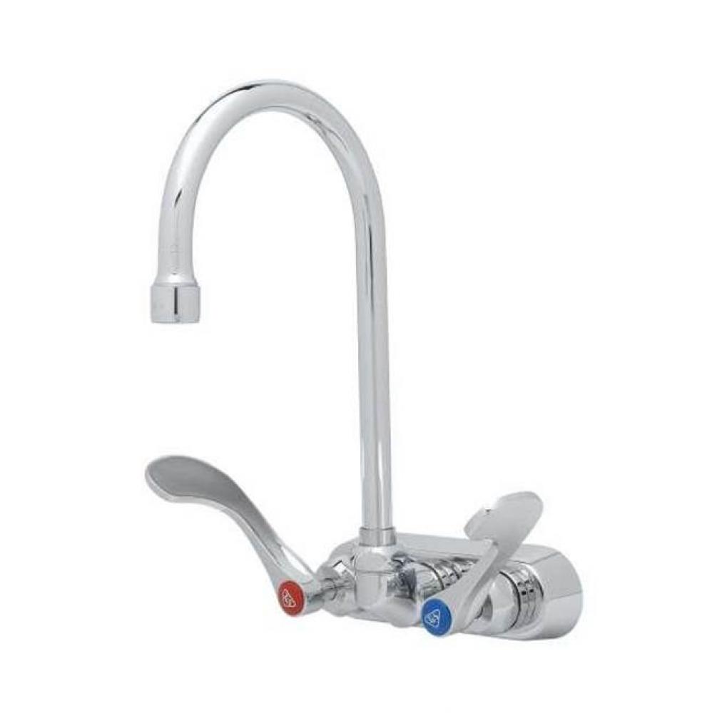 Workboard Faucet, 4'' Wall Mount, Cerama Cartridges, 4'' Wrist-Action Handles,