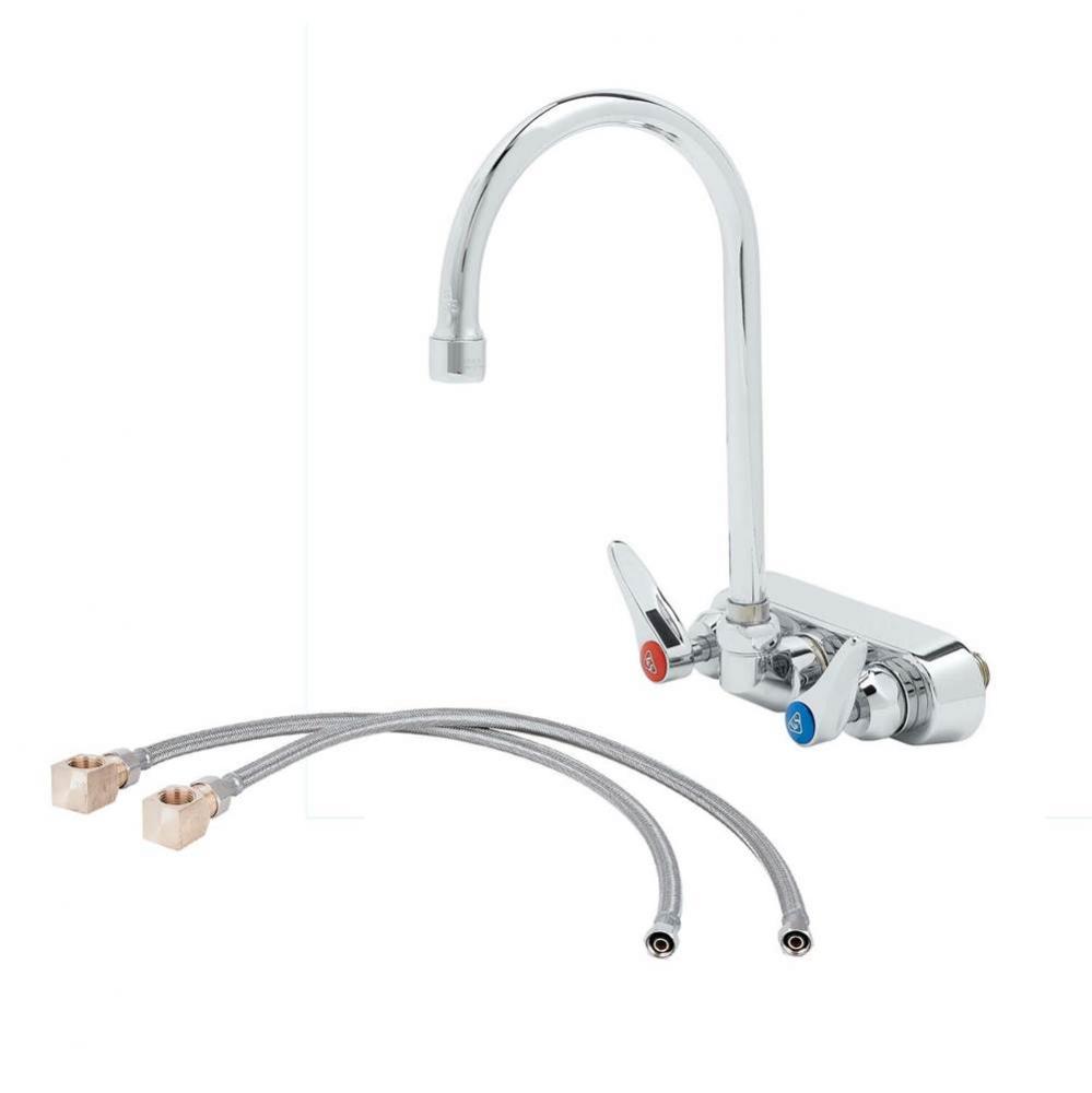 Workboard Faucet, 4'' Wall Mount, Ceramas, Swivel Gooseneck, 2.2 GPM Aerator, Lever Hand
