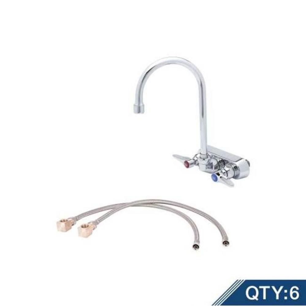 Master Pack (6) B-1146-KIT-M6, Workboard Faucet, 4'' Wall Mount, 133X Swivel Gooseneck,