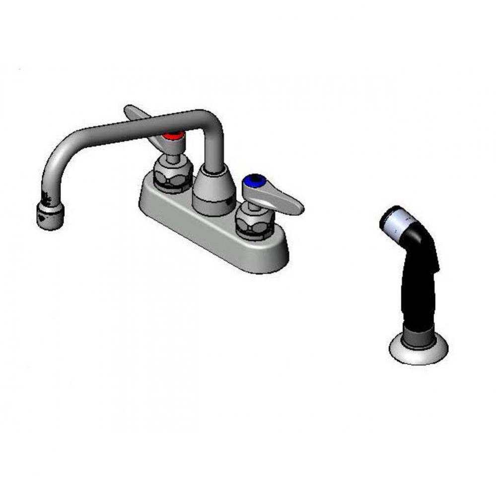 4'' Workboard Faucet, Deck Mount, Ceramas, 8'' Swing Nozzle, Diverter with 4&a