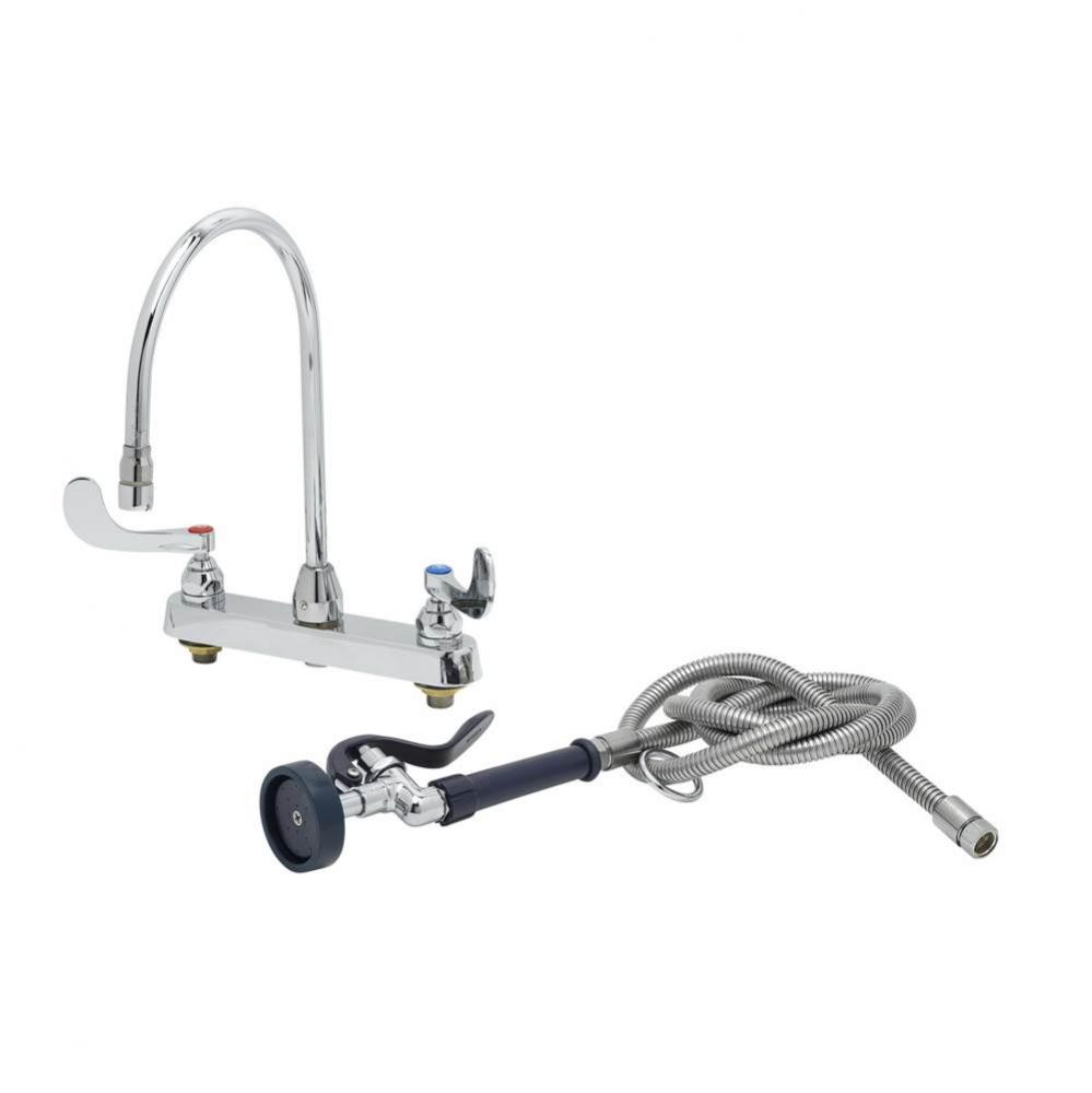 Workboard Faucet, 8'' Deck Mount, 4'' Handles, Swivel GN & 2.2 GPM Aerator