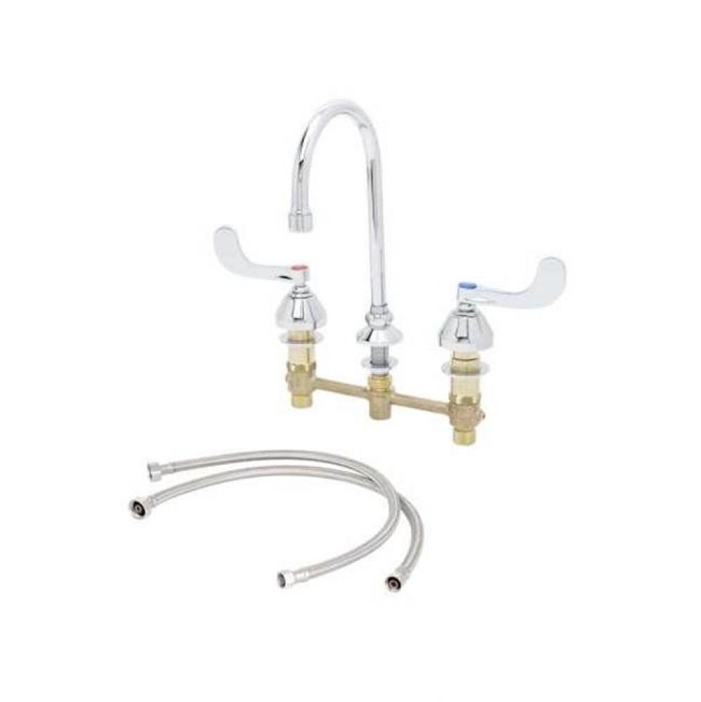 Widespread Faucet, 8'' Deck Mount, QT Eternas w/ Check Valves, 4'' Handles, Sw