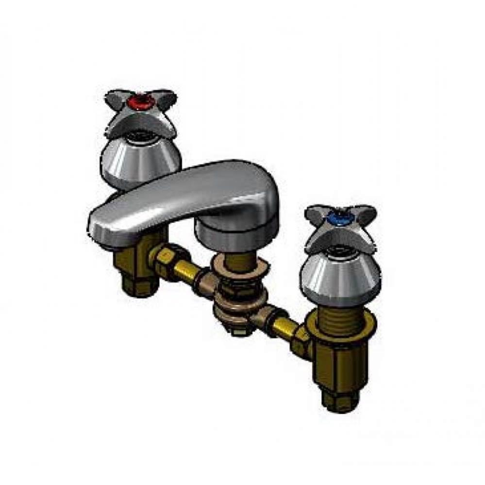 Lavatory Faucet, Concealed Body, Swivel Joint, 8'' Centers, Cast Spout, 4-Arm Handles