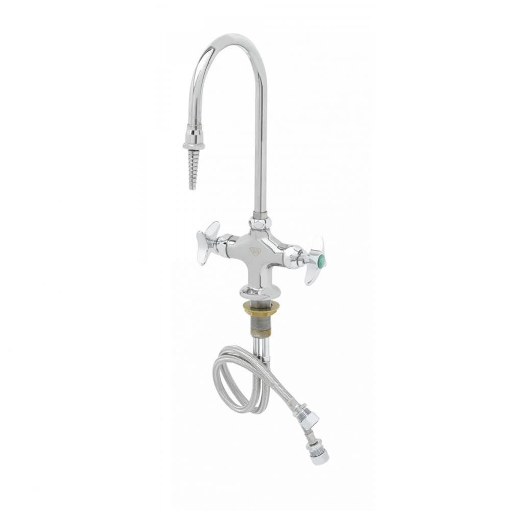 Lab Mixing Faucet, Swivel/Rigid Gooseneck, Serrated Tip,