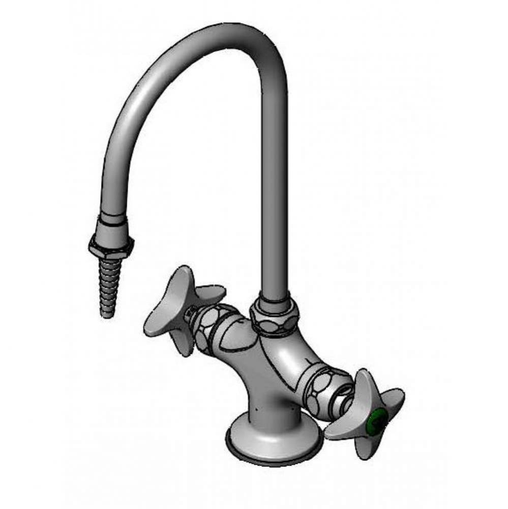Lab Mixing Faucet, Rigid Union Coupling Gooseneck, Serrated Tip
