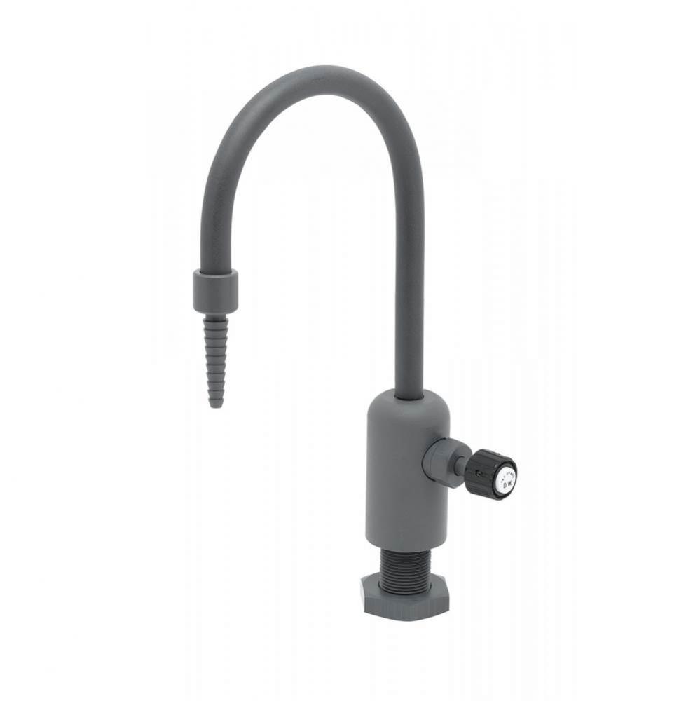Lab Faucet, Single Control, Grey PVC, Rigid Gooseneck, Serrated Tip, 3/8'' NPT Female In