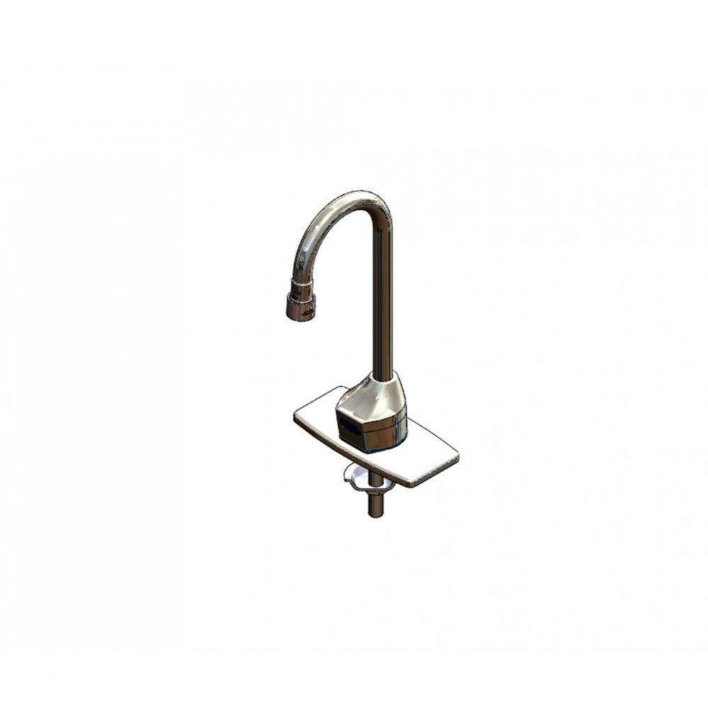 ChekPoint Elec Faucet, Deck Mount, Gooseneck, AC/DC, 0.5 gpm VR Outlet, 4'' DeckPlate, T