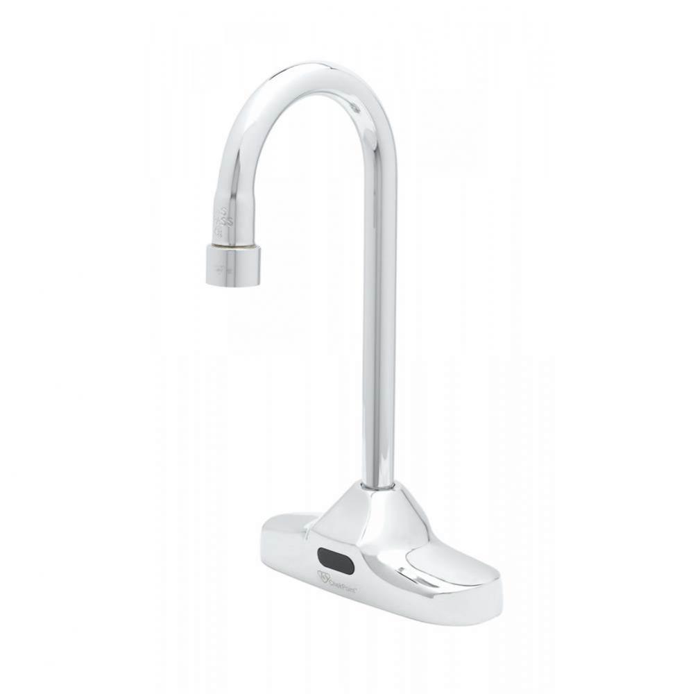 ChekPoint Sensor Faucet, 4'' c/c Deck Mount, Rigid Gooseneck, VR 0.5 GPM Spray, TMV, LFH