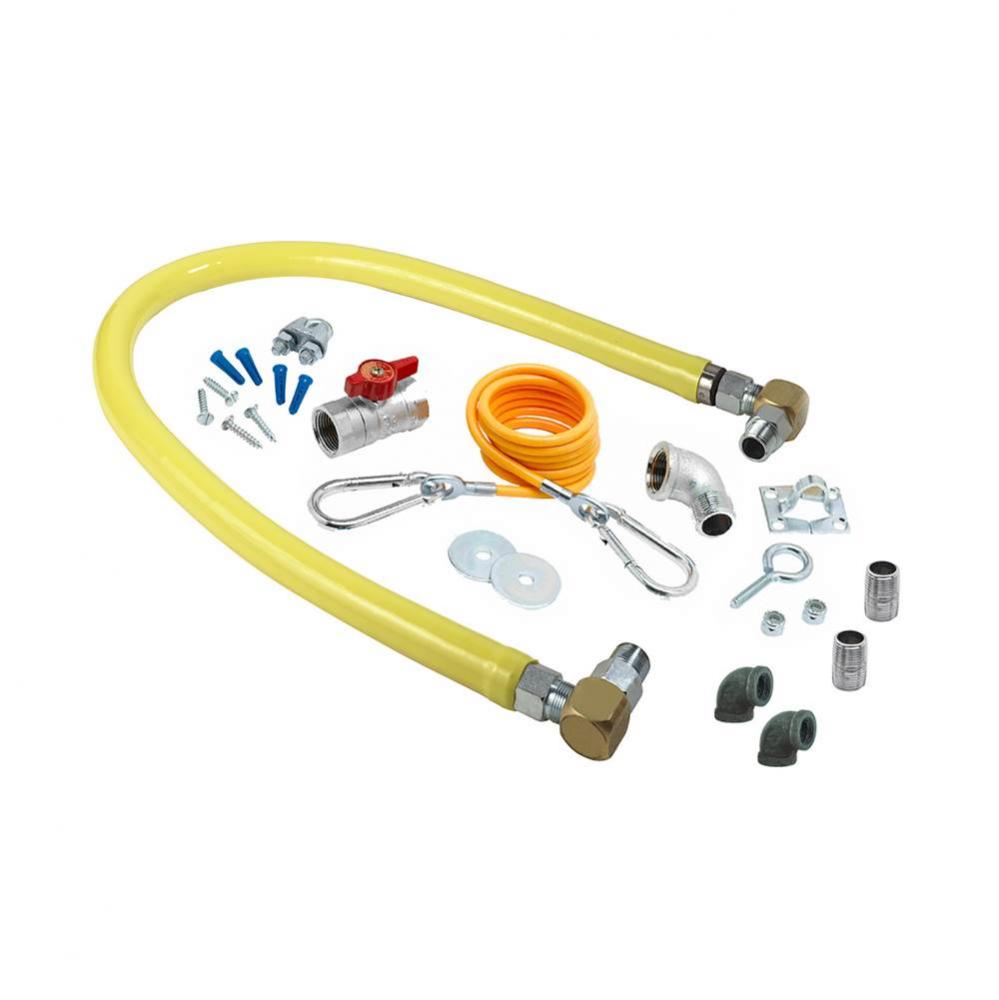 Gas Hose w/ 3/4'' NPT x 36'', SwiveLinks, Cable Kit, Ball Valve, Gas Elbows, N