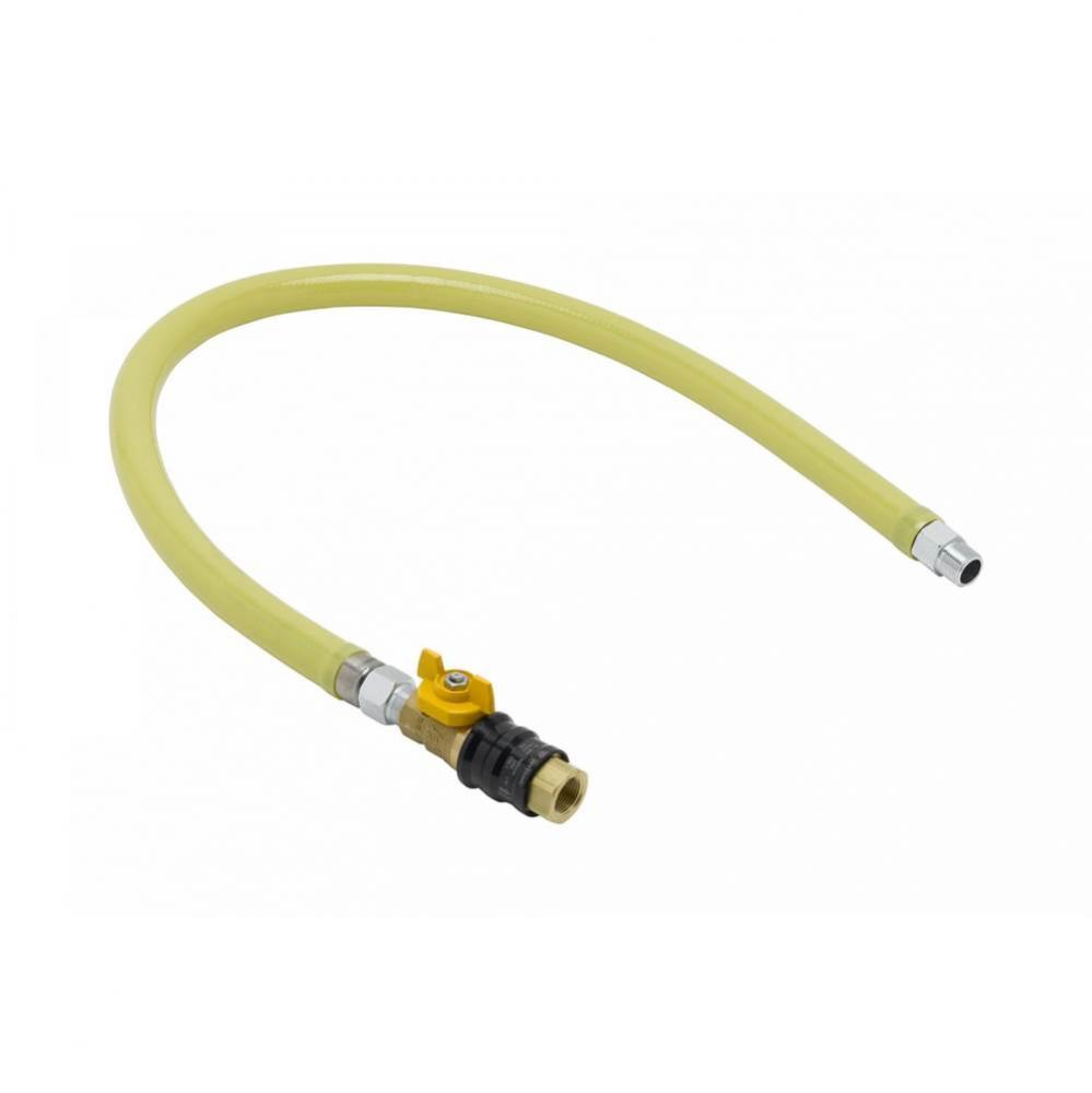 3/4'' NPT x 36'' Coated Gas Hose, Quick-Disconnect Valve (QDV) & Gas Elbow