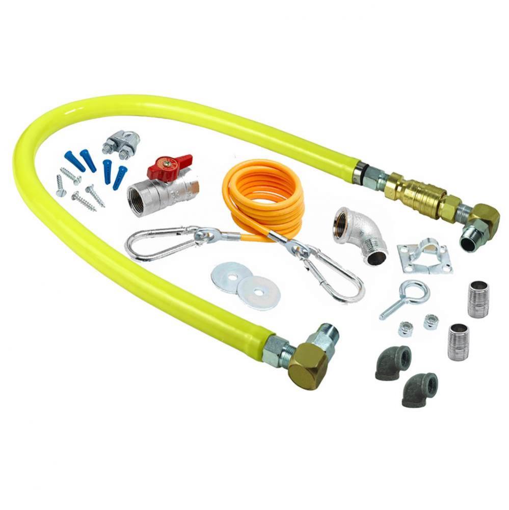 Gas Hose w/ QD, 3/4'' NPT x 48'', SwiveLinks, Cable Kit, Ball Valve, Gas Elbow