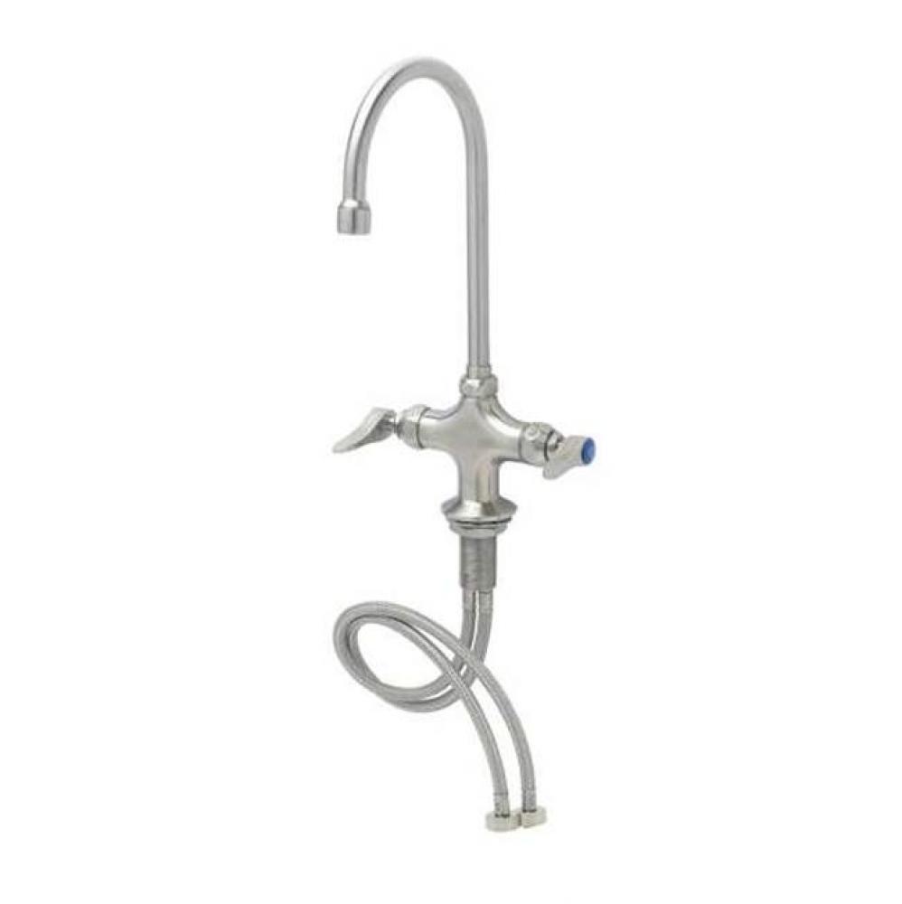 Stainless Steel Double Pantry Faucet, Single Hole Base, Swivel/Rigid Gooseneck