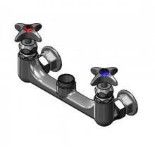 T&S Brass 017971-40 - 8'' Wall Mount Faucet, 4-Arm Handles w/ V