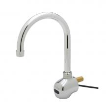T&S Brass 5EF-1D-WG-TMV - Equip Sensor Faucet: Wall Mount, 6-3/8'' Spread Gooseneck, AC/DC Control Module, TMV Fla