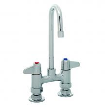 T&S Brass 5F-4DLX03 - Faucet, Deck Mount, 4'' Centers, 3'' Rigid Gooseneck