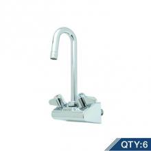 T&S Brass 5F-4WLX03-PQ6 - 4'' Wall Mount Faucet w/ Quarter-Turn Ceramic Cartridges, 3'' Swivel Gooseneck