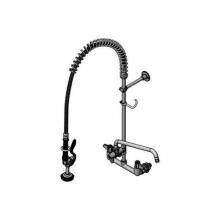 T&S Brass 5PR-8WLZ12 - Pre-Rinse Unit, 8'' Wall Mount Mixing Faucet, Quarter-Turn Ceramic Cartridges, Add-On Fa