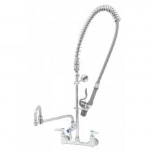 T&S Brass B-0152-CR-C-TEE - Pre-Rinse: 8'' Wall Mount, Ceramas, Add-On Faucet with 18'' Double-Joint Nozzl