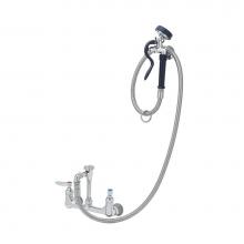 T&S Brass B-0167-02 - 8'' Wall Mount Faucet w/ B-0968, EB-0072-H Flex Hose w/ EB-0107-035 Spray Valve & B-
