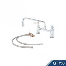 T&S Brass B-0221-CR-KIT-M6 - Master Pack (6) B-0221-CR-KIT, Double Pantry Faucet, Deck Mount, 8'' Centers, 12'&a