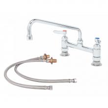 T&S Brass B-0221-CR-KIT - Double Pantry Faucet, Deck Mount, 8'' Centers, 12'' Swing Nozzle, Cerama Cartr