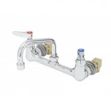 T&S Brass B-0232-ELK - 8'' c/c Double Pantry Faucet, Wall Mount, 6'' Swing Nozzle, Lever Handles &amp