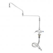 T&S Brass B-0268-04 - Dual Pantry Faucet, Single Hole Base, Elevated 24'' DJN, 7-5/8'' Extension