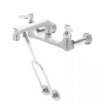 T&S Brass B-0650-RGH - Service Sink Faucet, Wall Mount, 8'' Centers, Wall Brace, Rough Chrome Finish