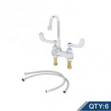 T&S Brass B-0892-CR-KIT-M6 - Master Pack (6) B-0892-CR-KIT, 4'' Centerset Deck Mount Mixing Faucet, Quarter-Turn Eter