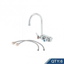 T&S Brass B-1146-CR-KIT-M6 - Master Pack (6) B-1146-CR-KIT, Workboard Faucet, 4'' Wall Mount, Ceramas, Swivel Goosene