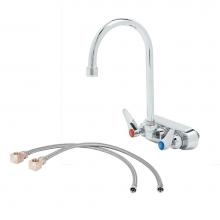T&S Brass B-1146-CR-KIT - Workboard Faucet, 4'' Wall Mount, Ceramas, Swivel Gooseneck, 2.2 GPM Aerator, Lever Hand