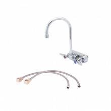 T&S Brass B-1146-KIT - Workboard Faucet, 4'' Wall Mount, 133X Swivel Gooseneck, Lever Handles w/ Inlet Kit