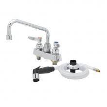 T&S Brass B-1171 - Workboard Faucet, Deck Mount, 4'' Centers, 8'' Swing Nozzle, Diverter with 4&a