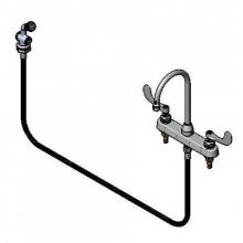 T&S Brass B-1172-01-CD - 8'' Workboard Faucet, 133X Gooseneck, B-WH4 Handles, Side Spray w/ Rosespray Outlet