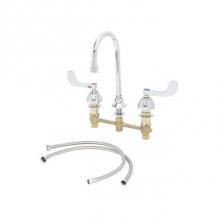 T&S Brass B-2866-05CR-KIT - Widespread Faucet, 8'' Deck Mount, QT Eternas w/ Check Valves, 4'' Handles, Sw