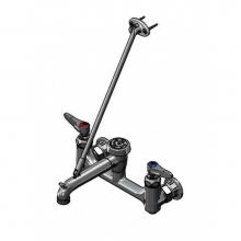 T&S Brass BA-0665-BSTP - Service Sink Faucet, 8'' Wall Mount, Built-In Stops, Vacuum Breaker, Polished Chrome (Bu