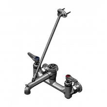 T&S Brass BA-0665-BSTR - Service Sink Faucet, 8'' Wall Mount, Built-In Stops, Vacuum Breaker, Rough Chrome (Buy A