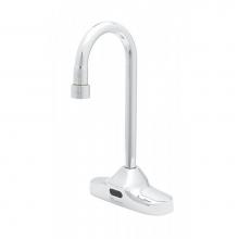 T&S Brass EC-3107-VF05THG - ChekPoint Sensor Faucet, 4'' c/c Deck Mount, Rigid Gooseneck, VR 0.5 GPM Spray, TMV, LFH