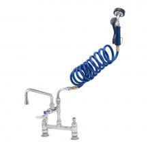 T&S Brass PG-8DSAN-12 - PET GROOMING: 8'' Deck Mount Base Faucet, Add-On w/ 12'' Swing Nozzle, PG Spra