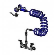 T&S Brass PG-8WESV00ZCJZF - Pet Grooming: 8'' Wall Mount, Ceramas, VB, 9' Coiled Hose, Angled Blue Spray Valve