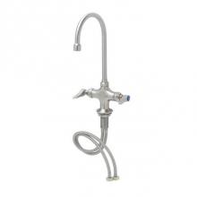 T&S Brass S-0300 - Stainless Steel Double Pantry Faucet, Single Hole Base, Swivel/Rigid Gooseneck