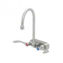 T&S Brass S-1146-04 - 4'' Wall Mount Stainless Steel Workboard Faucet w/ 4'' Wrist-Action Handles, S